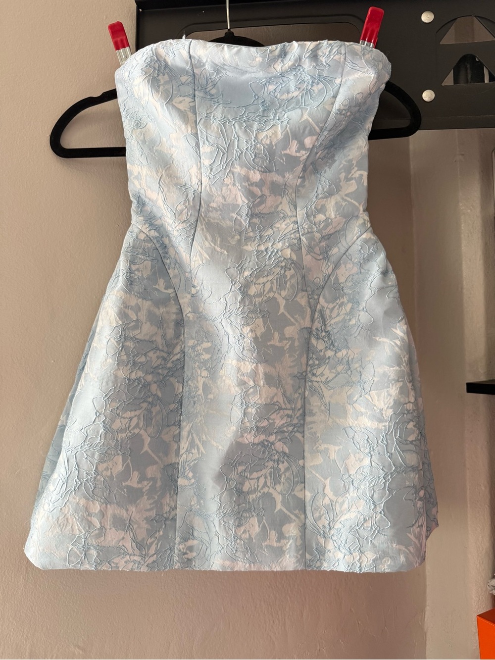Strapless Light Blue Floral babyboo Mini Dress